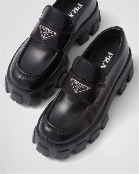 prada black loafers men's|Prada monolith loafers women's.